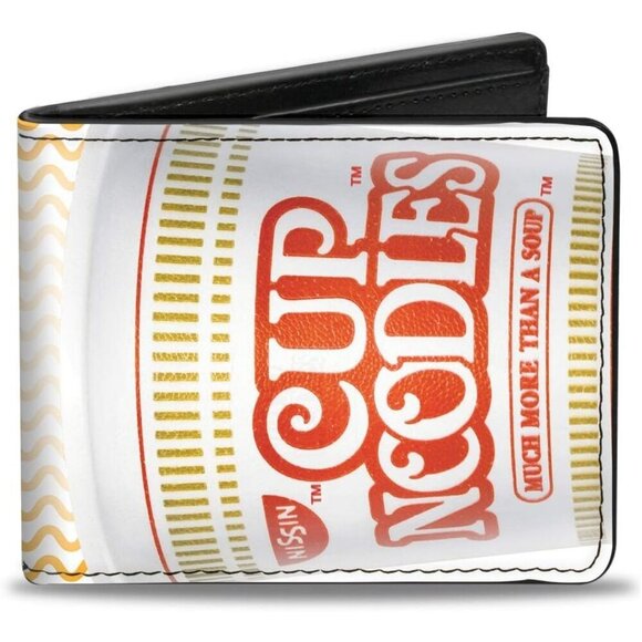 ✨Men's White Foods Bifold Nissin Cup Noodles Vivid Wave Vegan Leather Wallets - Picture 6 of 6
